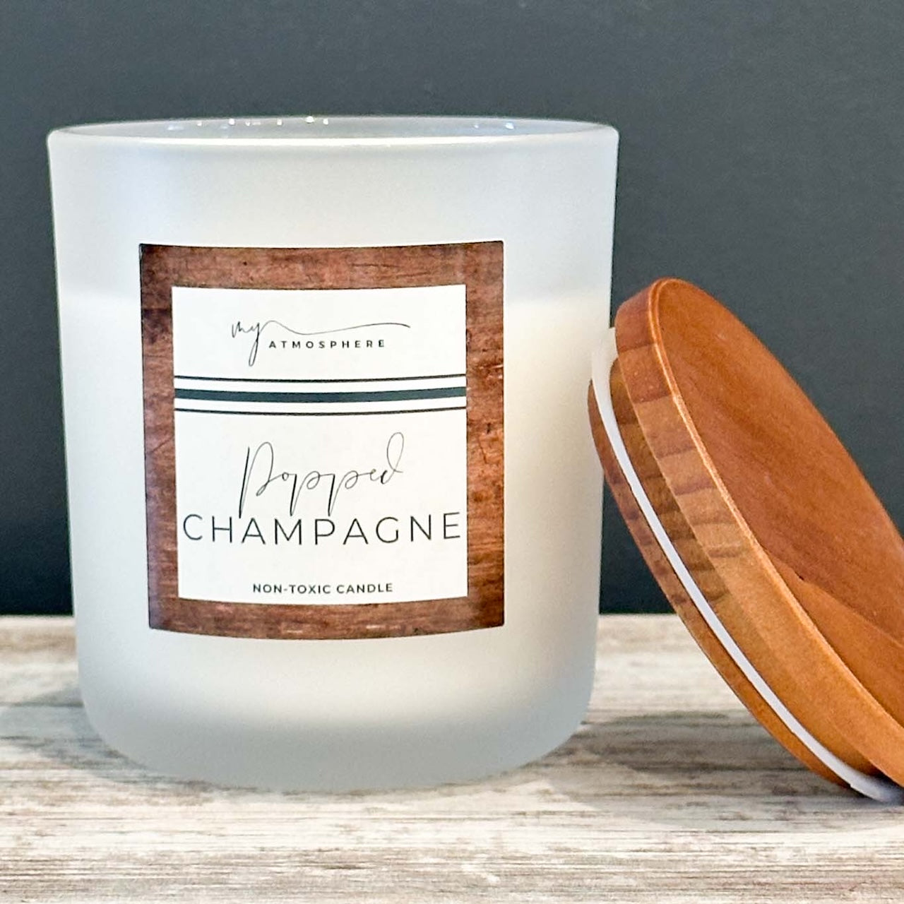 Popped Champagne - 15 oz Frosted White Candle