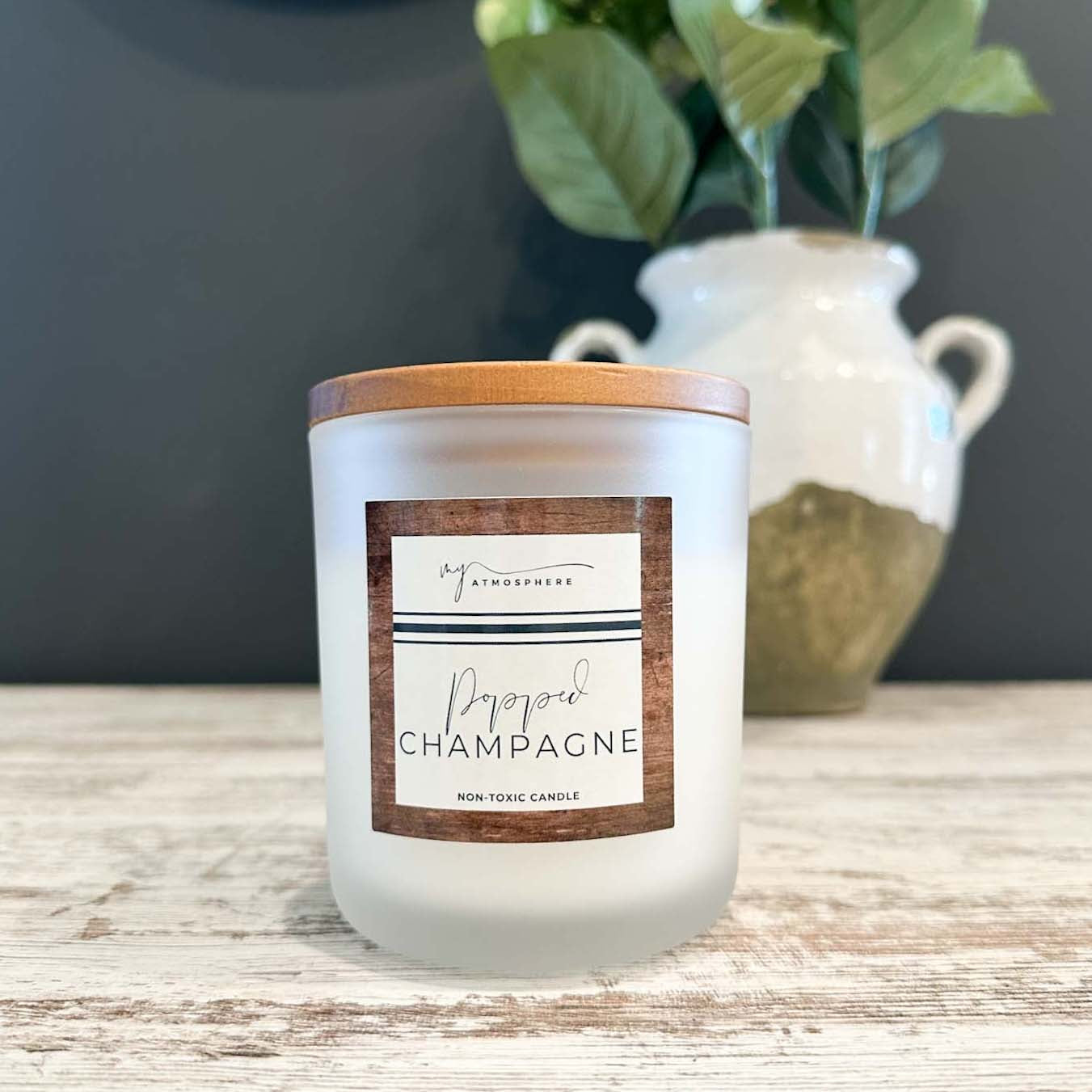 Popped Champagne - 15 oz Frosted White Candle